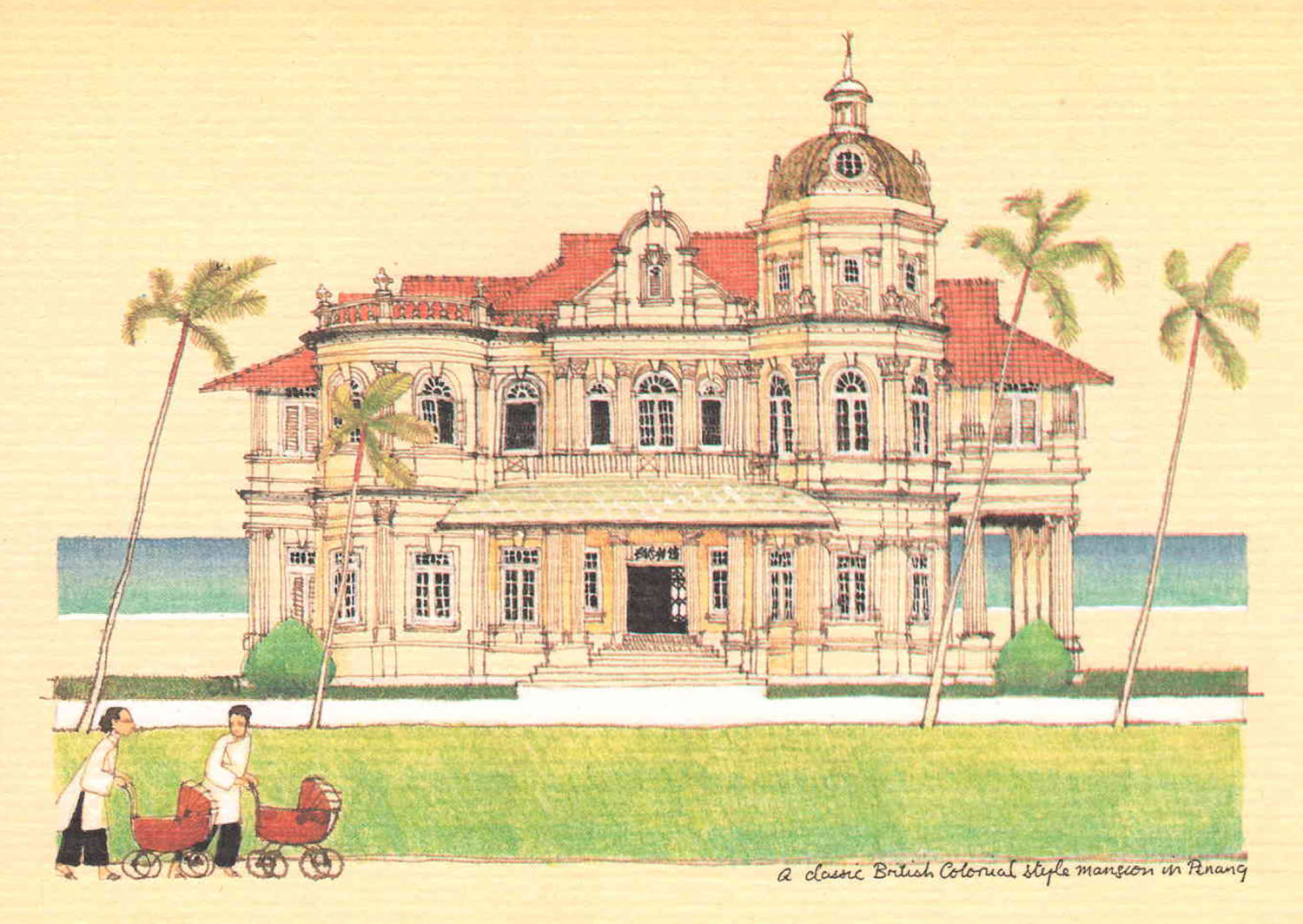 A Classic British colonial Style Mansion in Penang British colonial Malaya architecture painting art architect malaysia