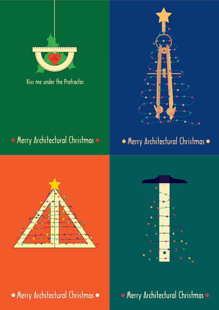 6 Architectural Christmas Posters and DIY Cards